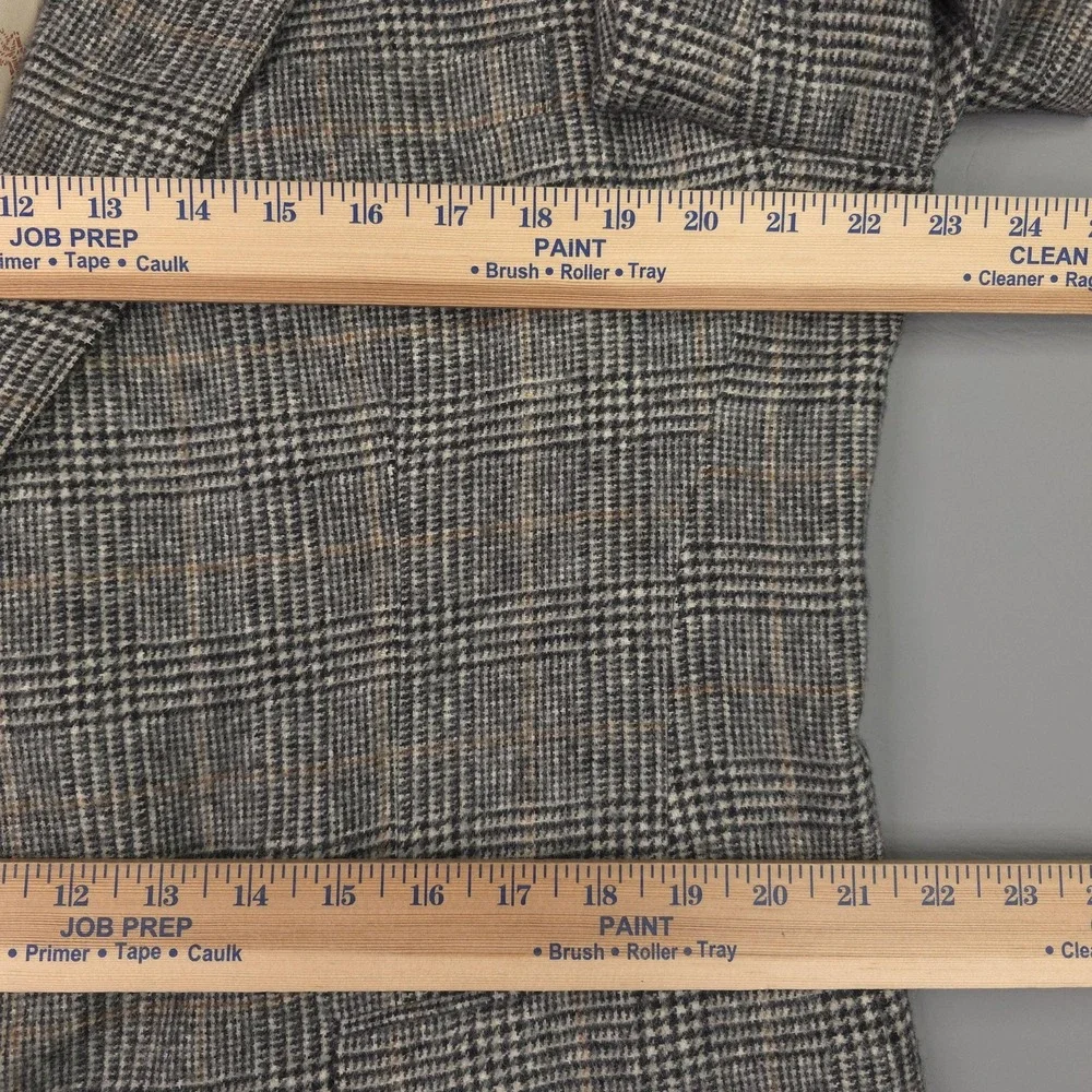 Vintage Jos A Bank Blazer Mens 44R Gray Camel Hair Wool Plaid Sport Coat Jacket